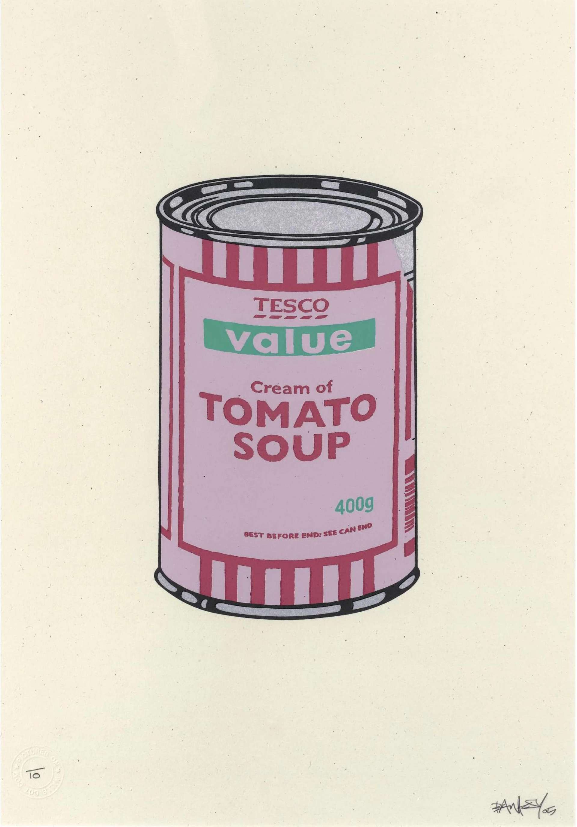 Banksy: Soup Can (lilac, cherry and mint) - Signed Print