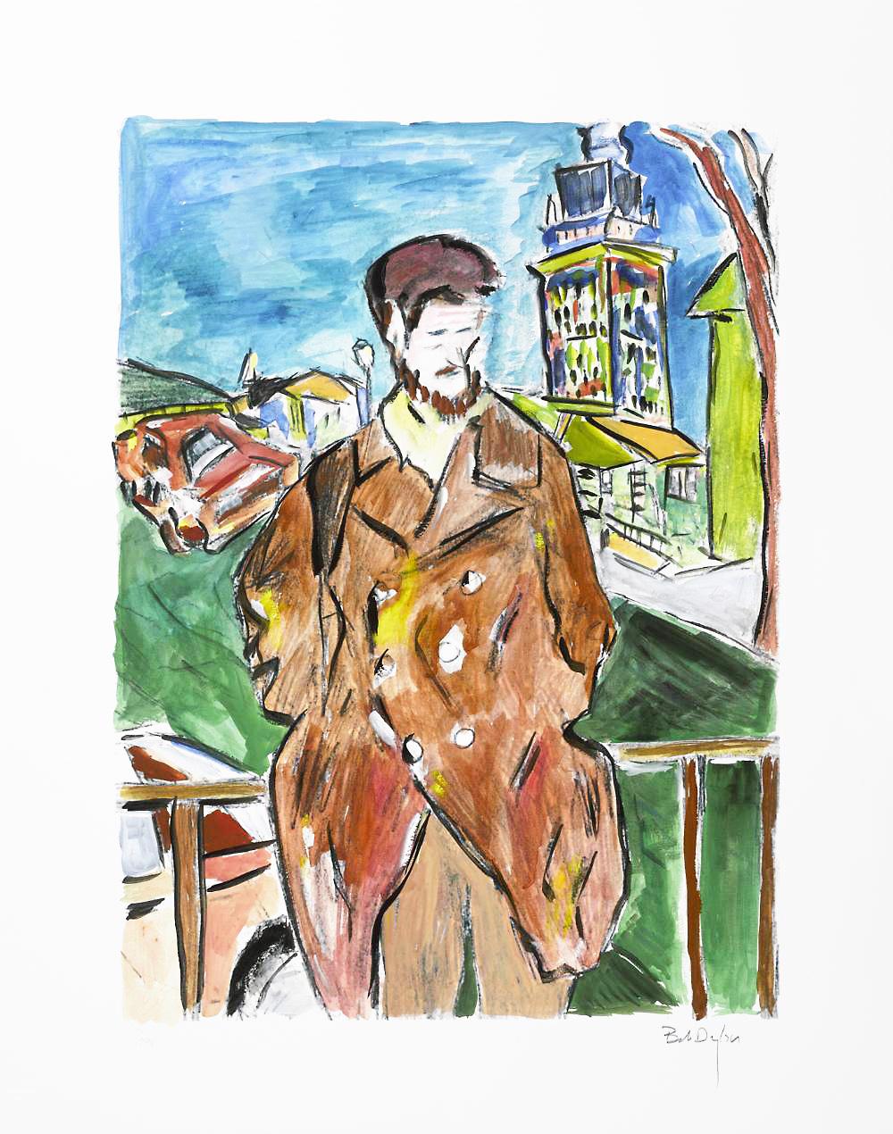 Bob Dylan Man On A Bridge Brown (2008) (Signed Print) 2008