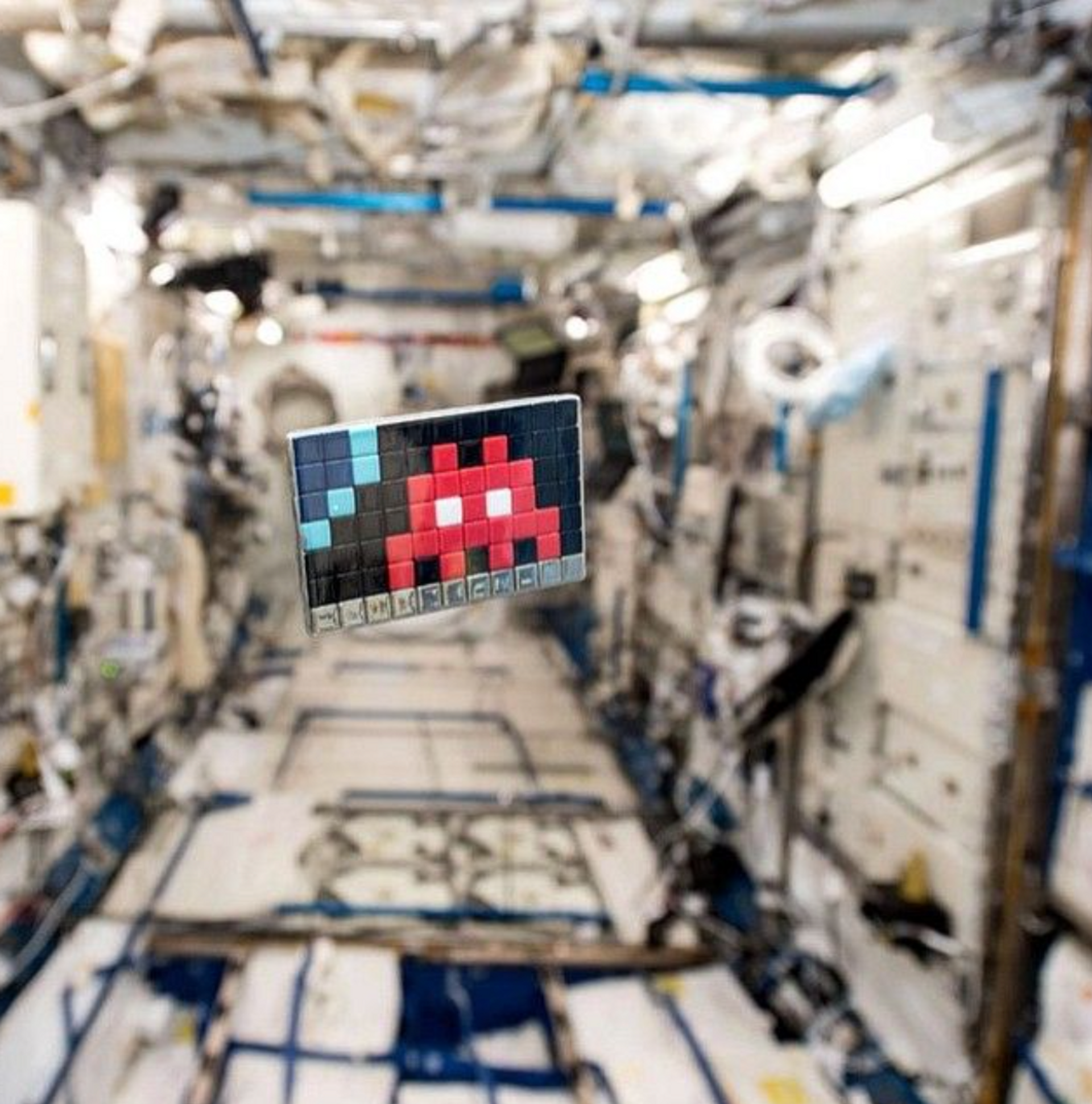 Space 2 by Invader, onboard the International Space Station