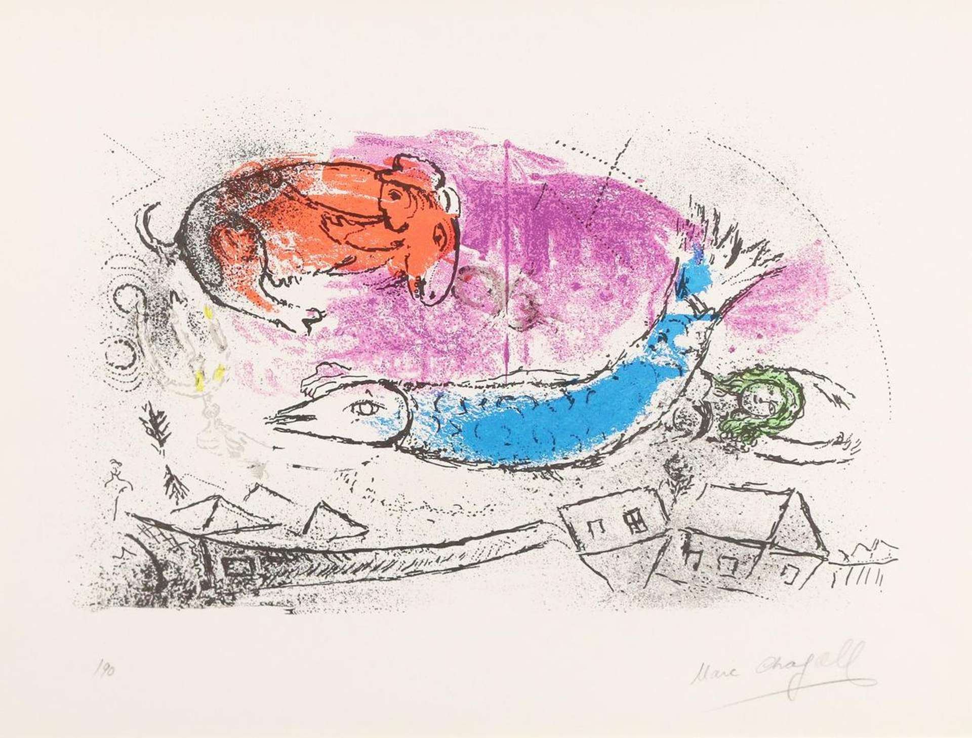 Le Poisson Bleu - Signed Print by Marc Chagall 1957 - MyArtBroker