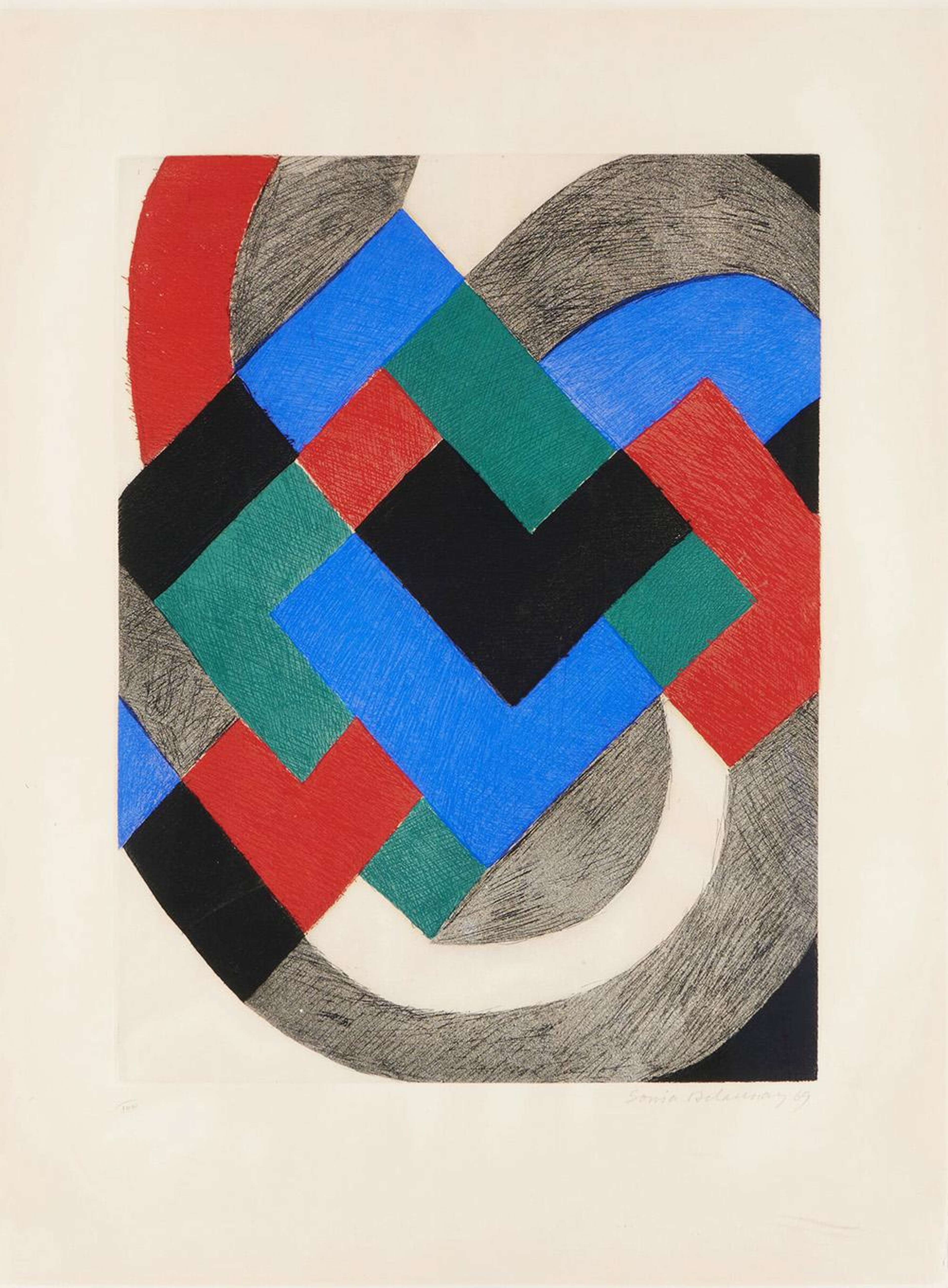 Gravure II (Composition Rouge, Vert, Bleu Et Noir) - Signed Print by Sonia Delaunay 1969 - MyArtBroker