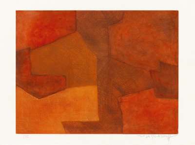 Composition Orange Et Rouge - Signed Print by Serge Poliakoff 1966 - MyArtBroker
