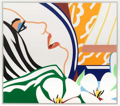 Bedroom Face With Orange Wallpaper - Signed Print by Tom Wesselmann 1987 - MyArtBroker
