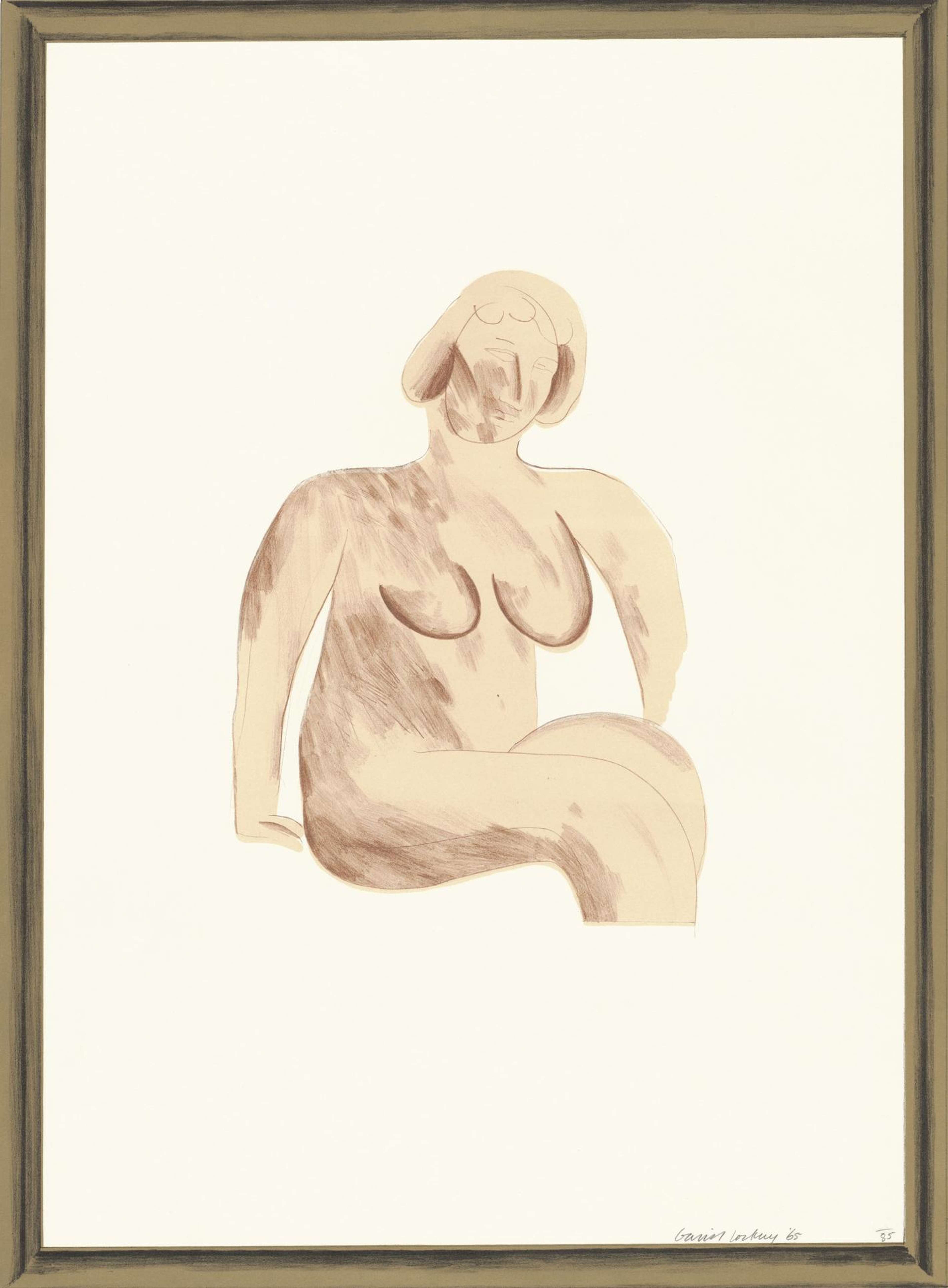 Picture of A Simple Framed Traditional Nude Drawing - Signed Print by David Hockney 1965 - MyArtBroker