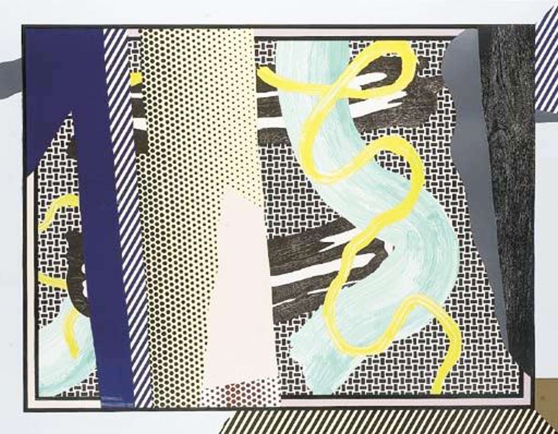 A Pop Art rendition of a brushstroke by Roy Lichtenstein, executed in screenprint.