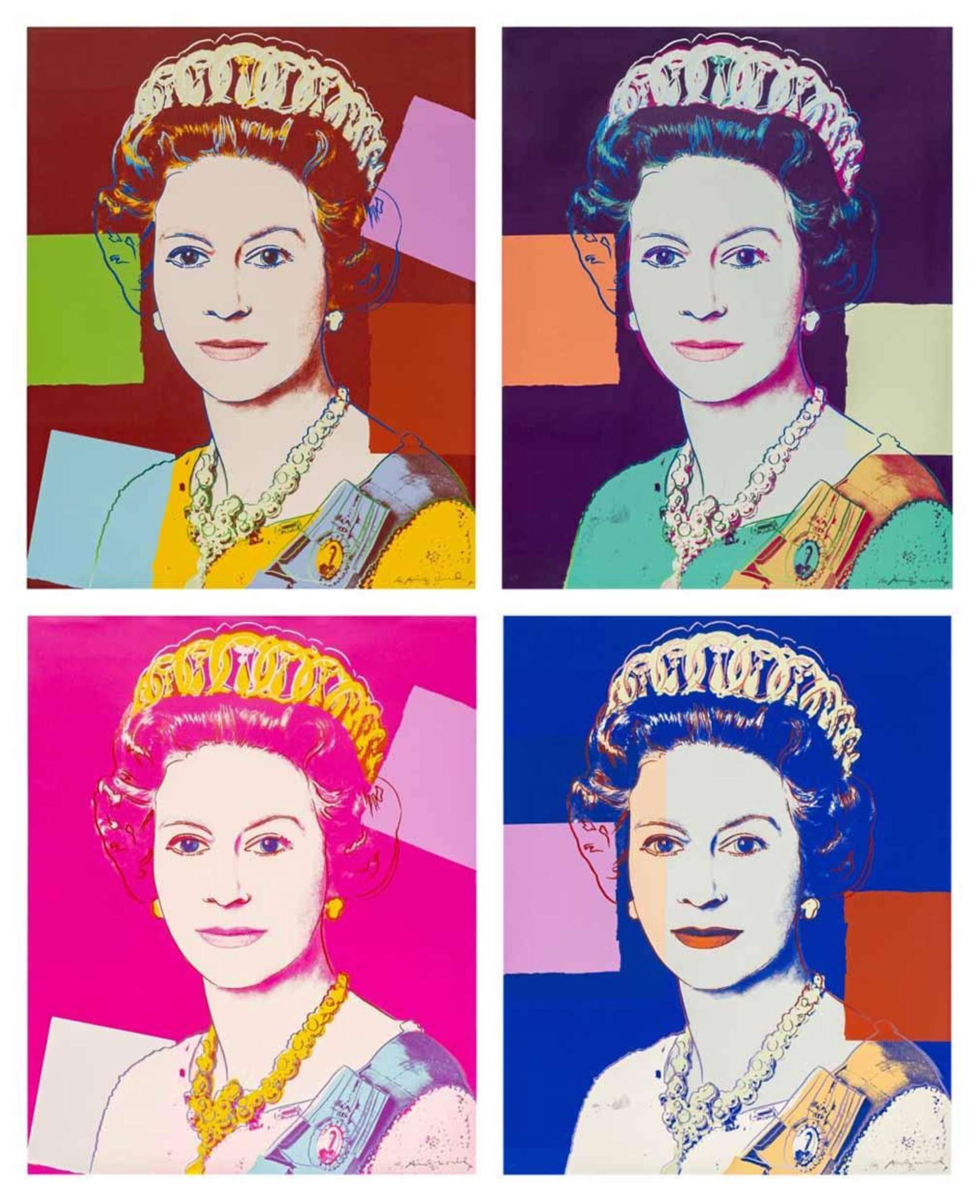 Queen Elizabeth II (F. & S. II.334 - 337) (complete set) - Signed Print by Andy Warhol 1985 - MyArtBroker