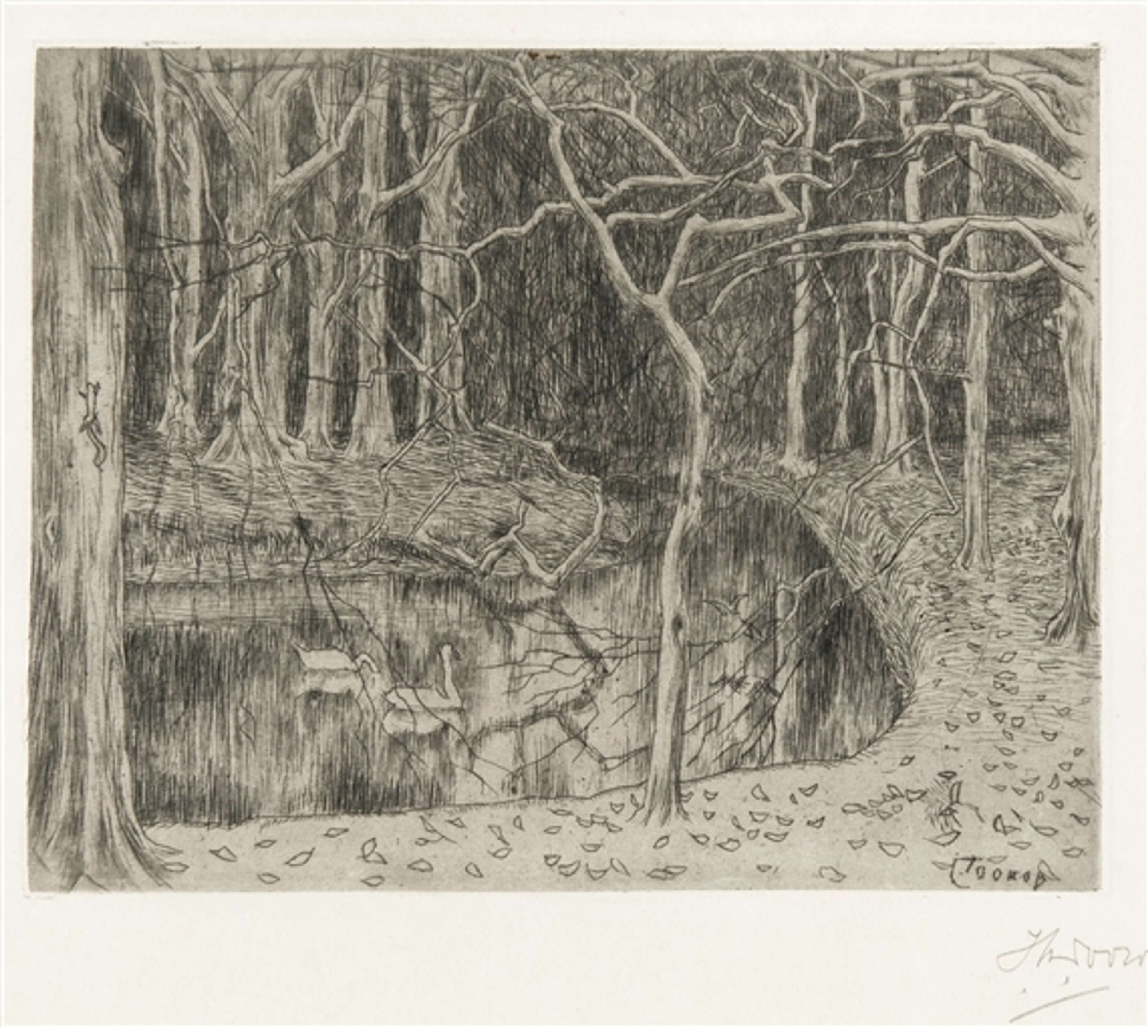 Forest And Swans In A Lake - Unsigned Print by Jan Toorop 1897 - MyArtBroker