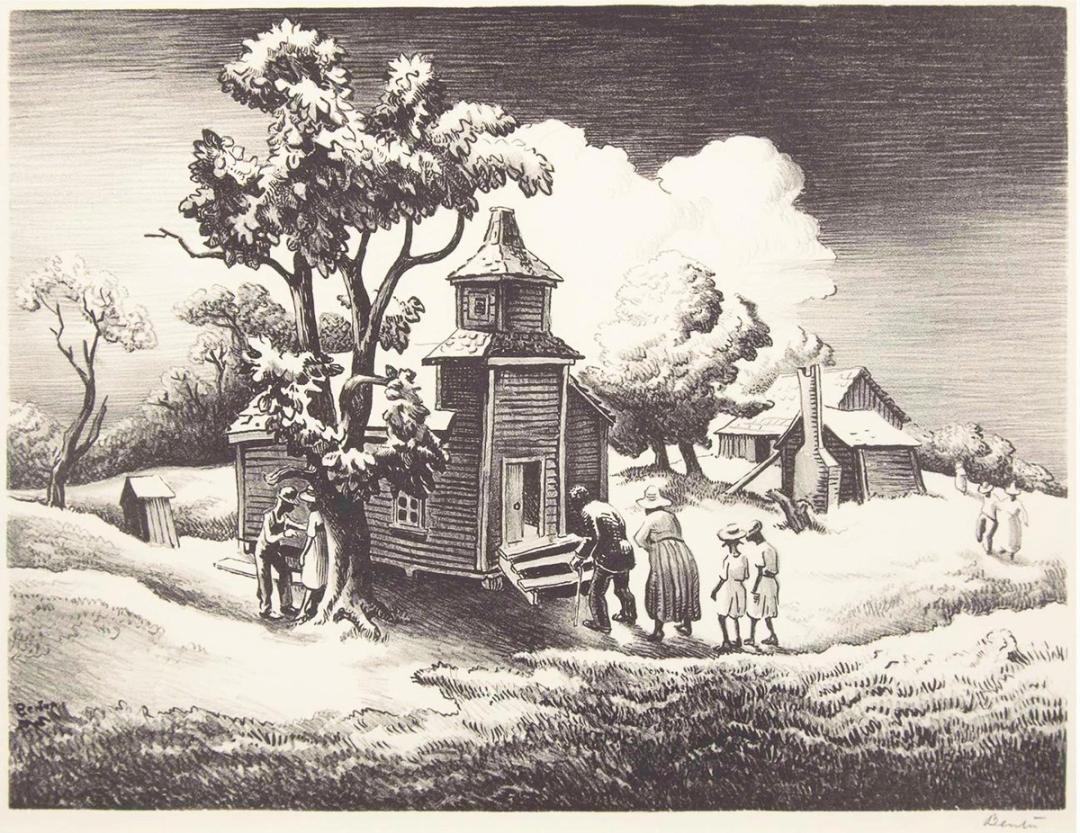 Thomas Hart Benton Sunday Morning (Signed Print) 1939