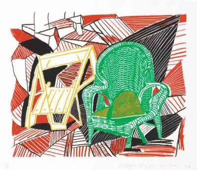 Two Pembroke Studio Chairs - Signed Print by David Hockney 1984 - MyArtBroker