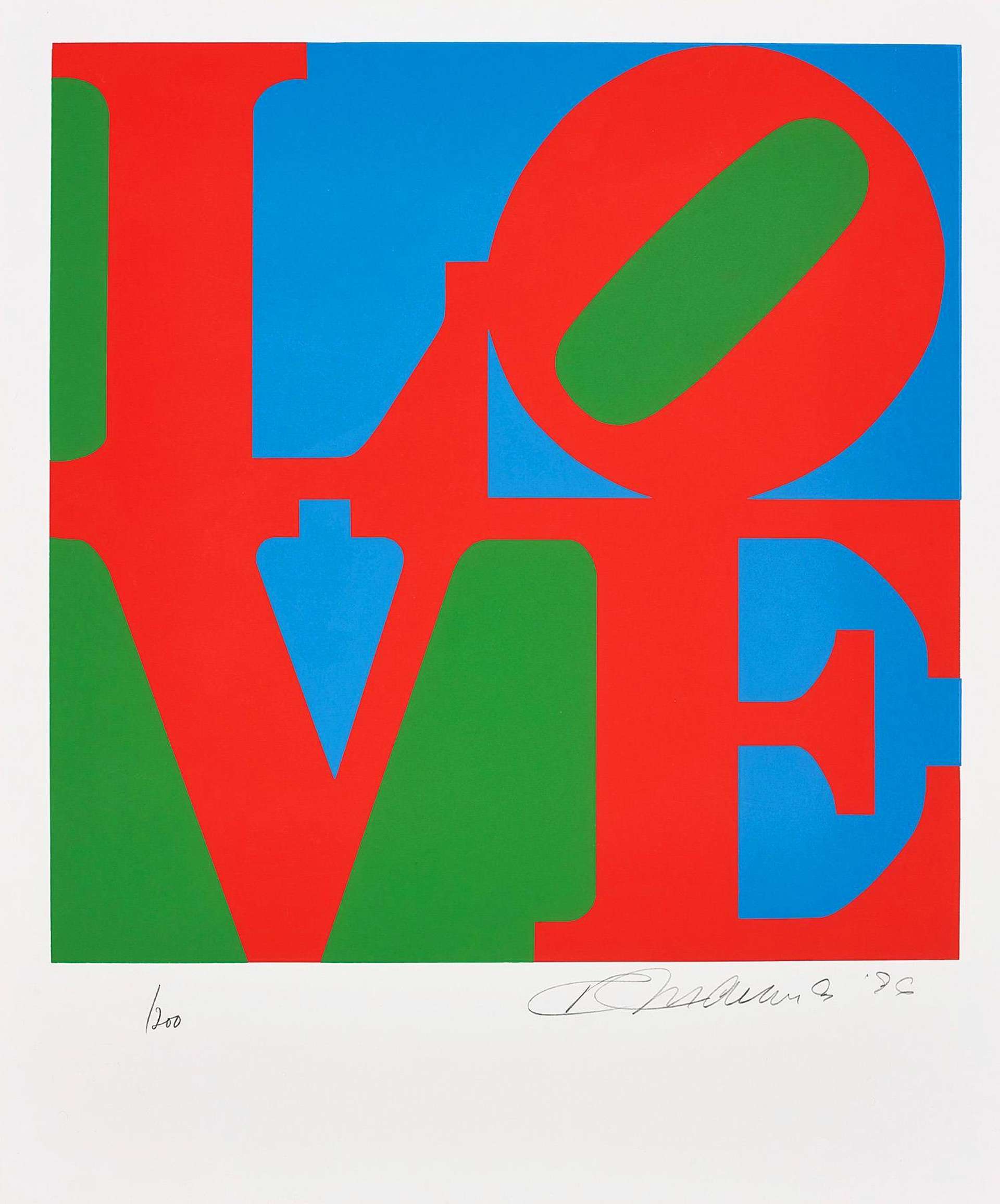 The Book Of Love (red, green and blue) - Signed Print by Robert Indiana 1996 - MyArtBroker