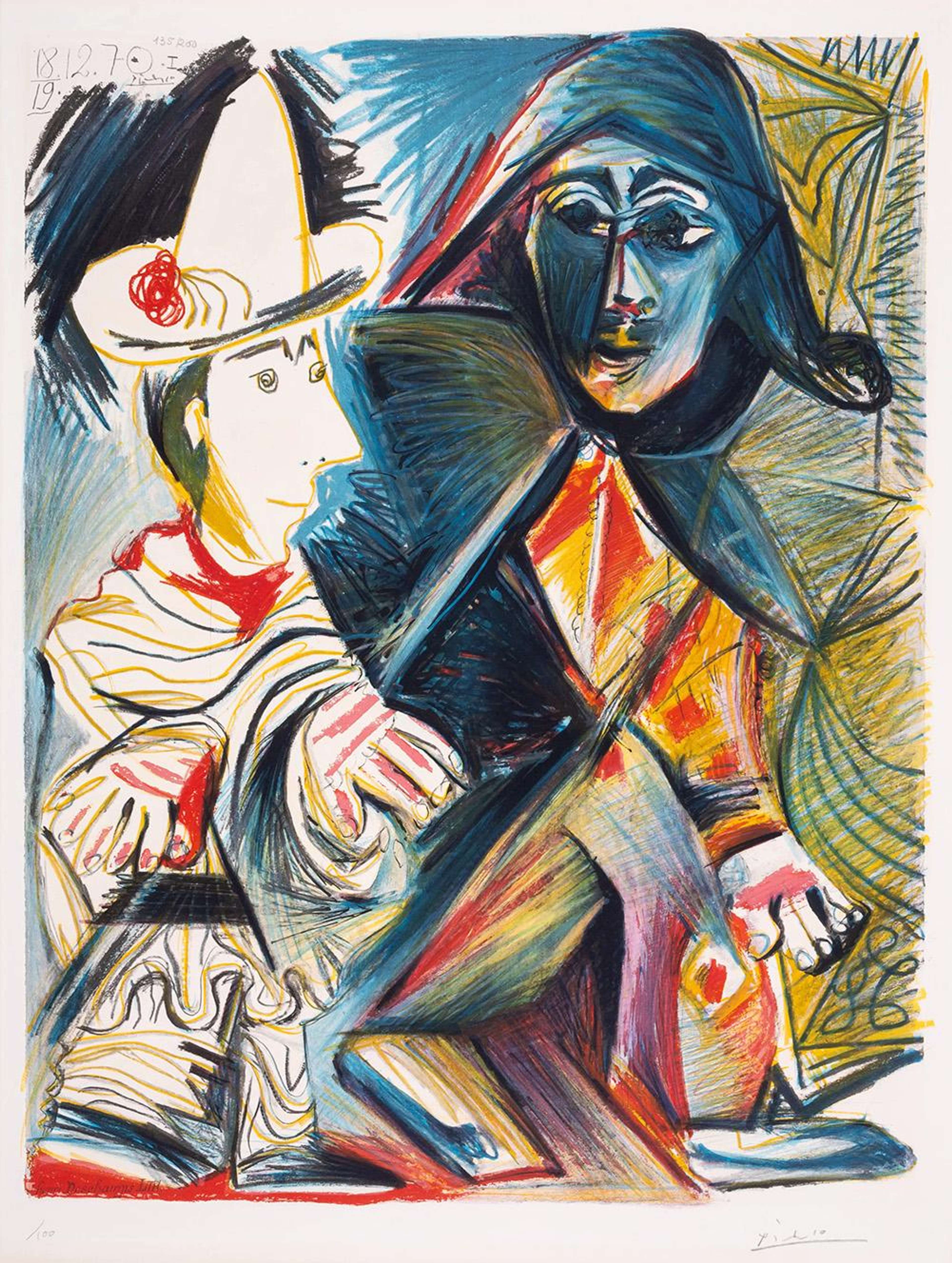 Le Clown Et L'Harlequin - Signed Print by Pablo Picasso 1971 - MyArtBroker