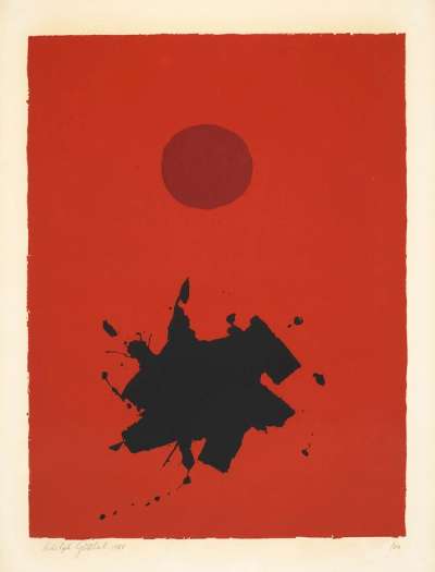 Red Ground, Maroon Disc - Signed Print by Adolph Gottlieb 1966 - MyArtBroker