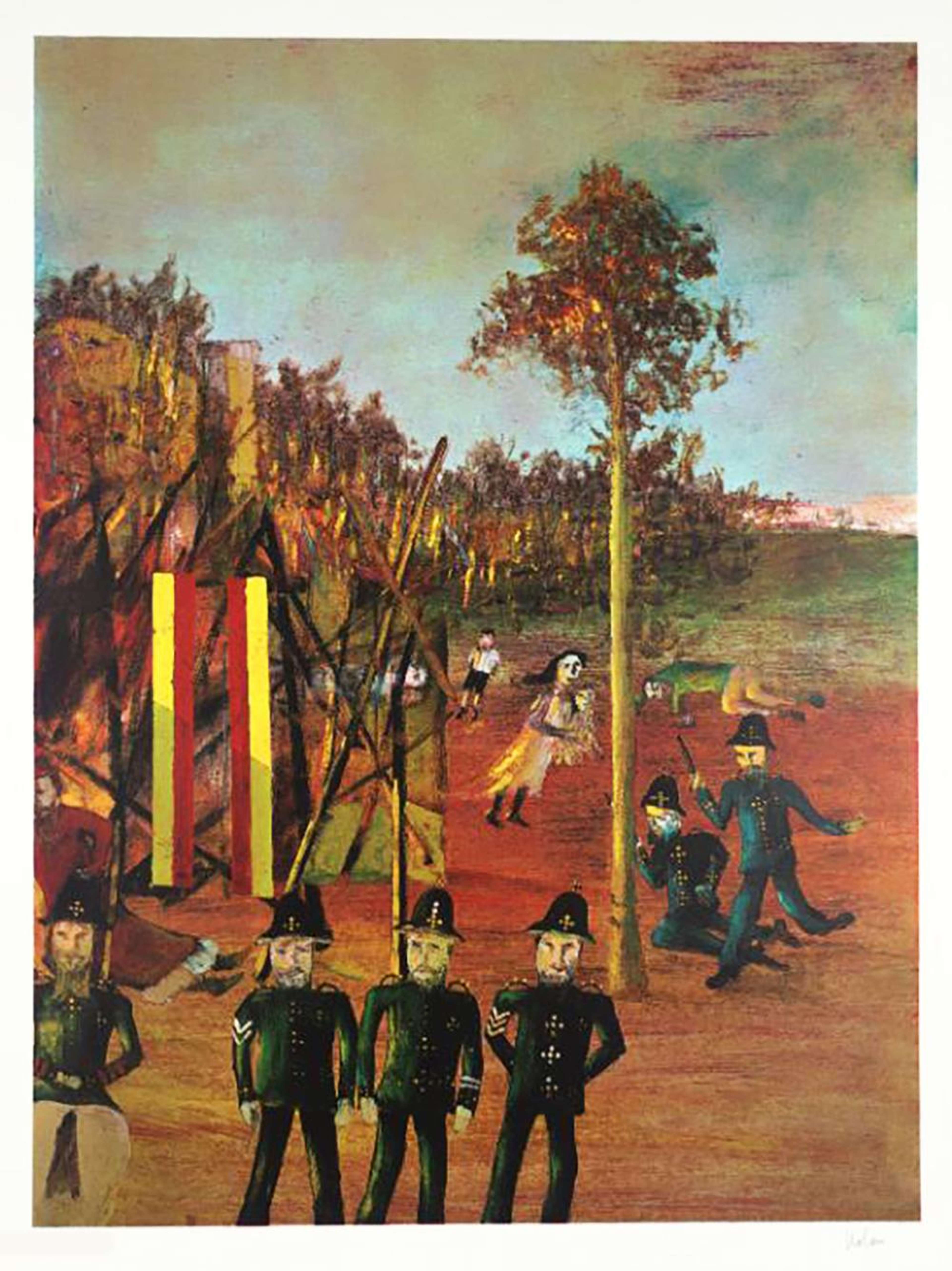 Siege at Glenrowan (from Ned Kelly) - Signed Print by Sidney Nolan 1971 - MyArtBroker