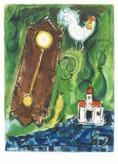Marc Chagall: The Rooster And The Clock - Signed Print