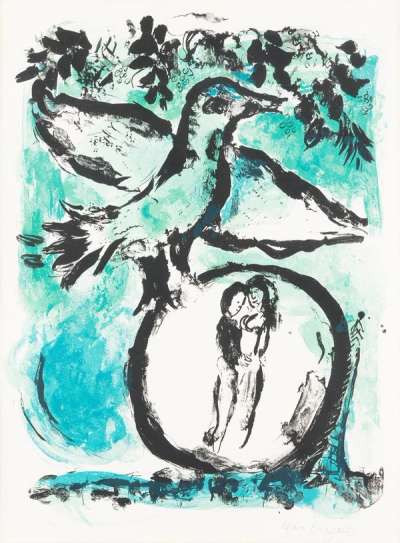 Marc Chagall: Oiseau Vert - Signed Print