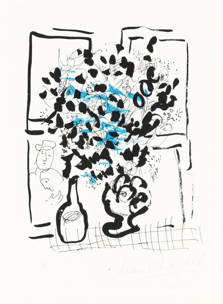 Marc Chagall Le Bouquet Noir Et Bleu (Signed Print) 1957 | MyArtBroker