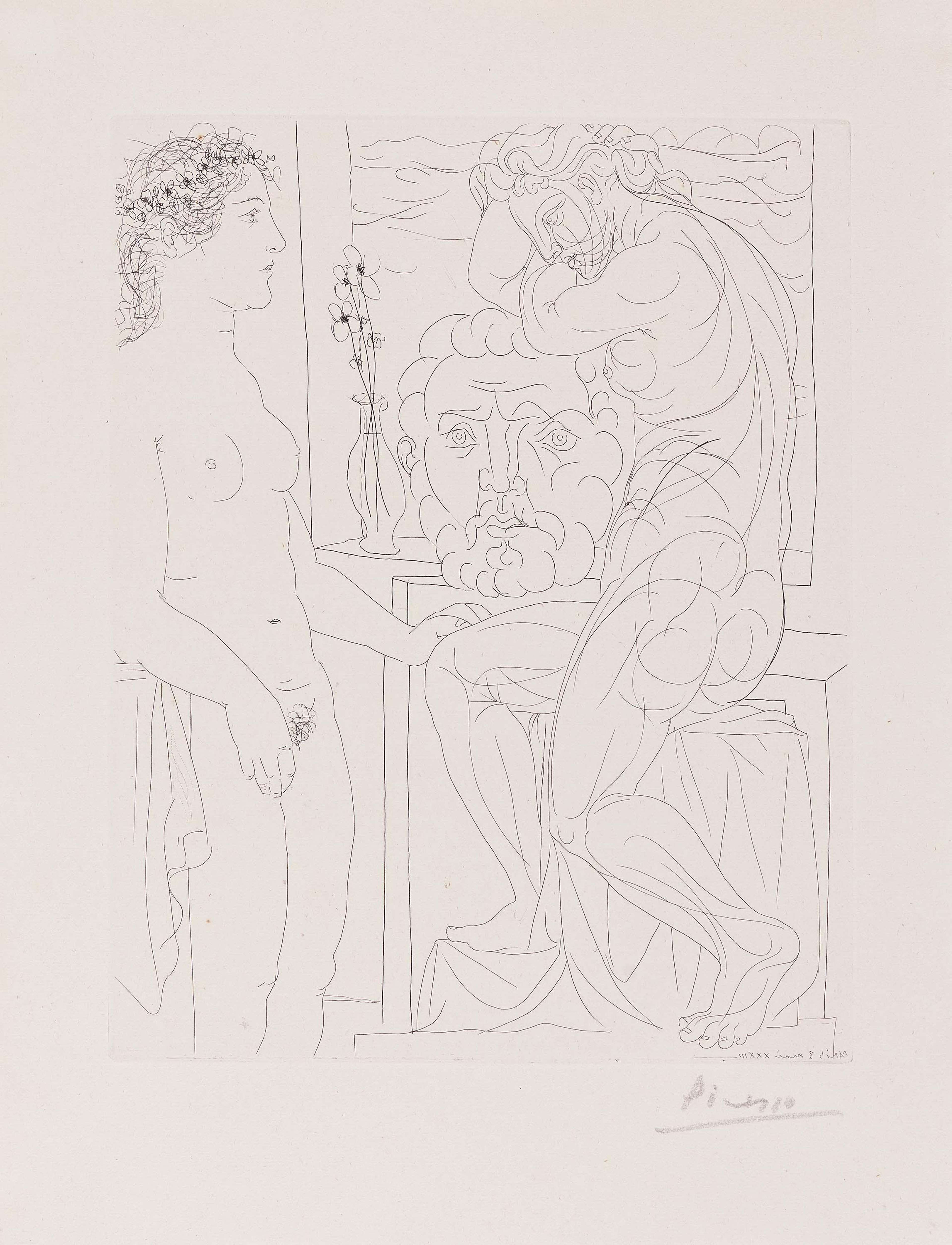 Modèle Nu Et Sculptures - Signed Print by Pablo Picasso 1933 - MyArtBroker