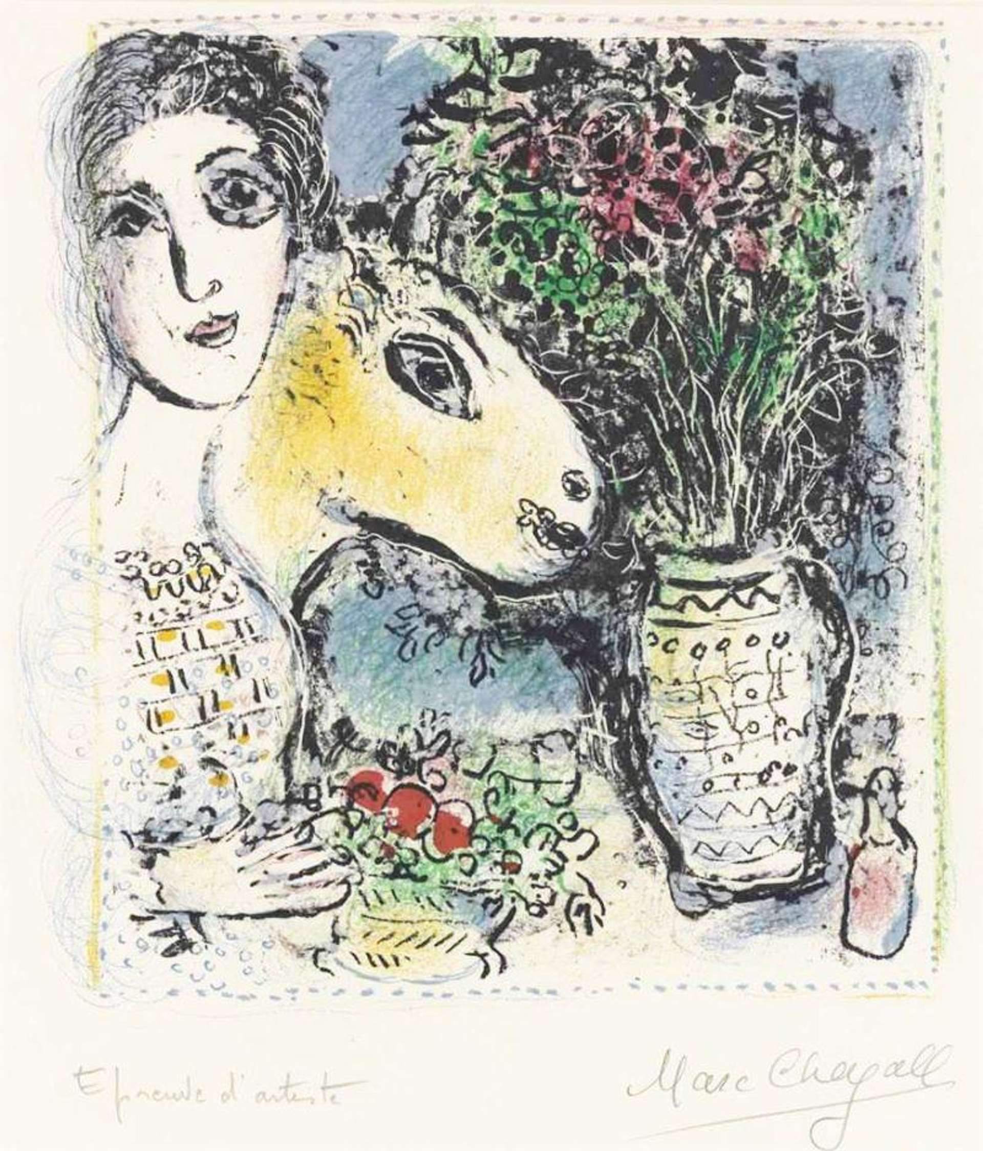 Femme Au Corbeille De Fruits - Signed Print by Marc Chagall 1972 - MyArtBroker