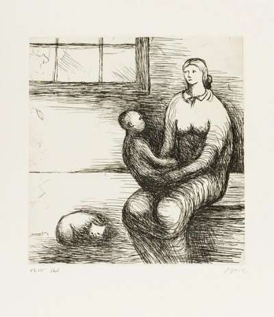 Mother And Child IX - Signed Print by Henry Moore 1983 - MyArtBroker