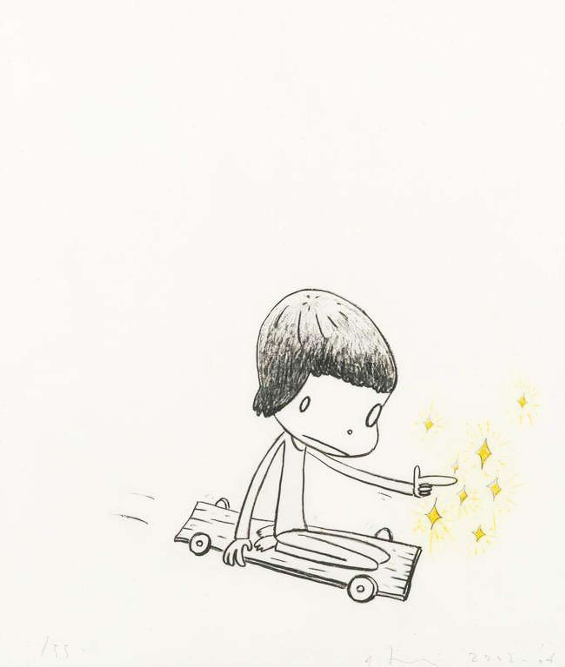 Yoshitomo Nara: Dizzy On Wheels - Signed Print