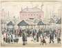 L S Lowry: Market Scene In Northern Town - Signed Print