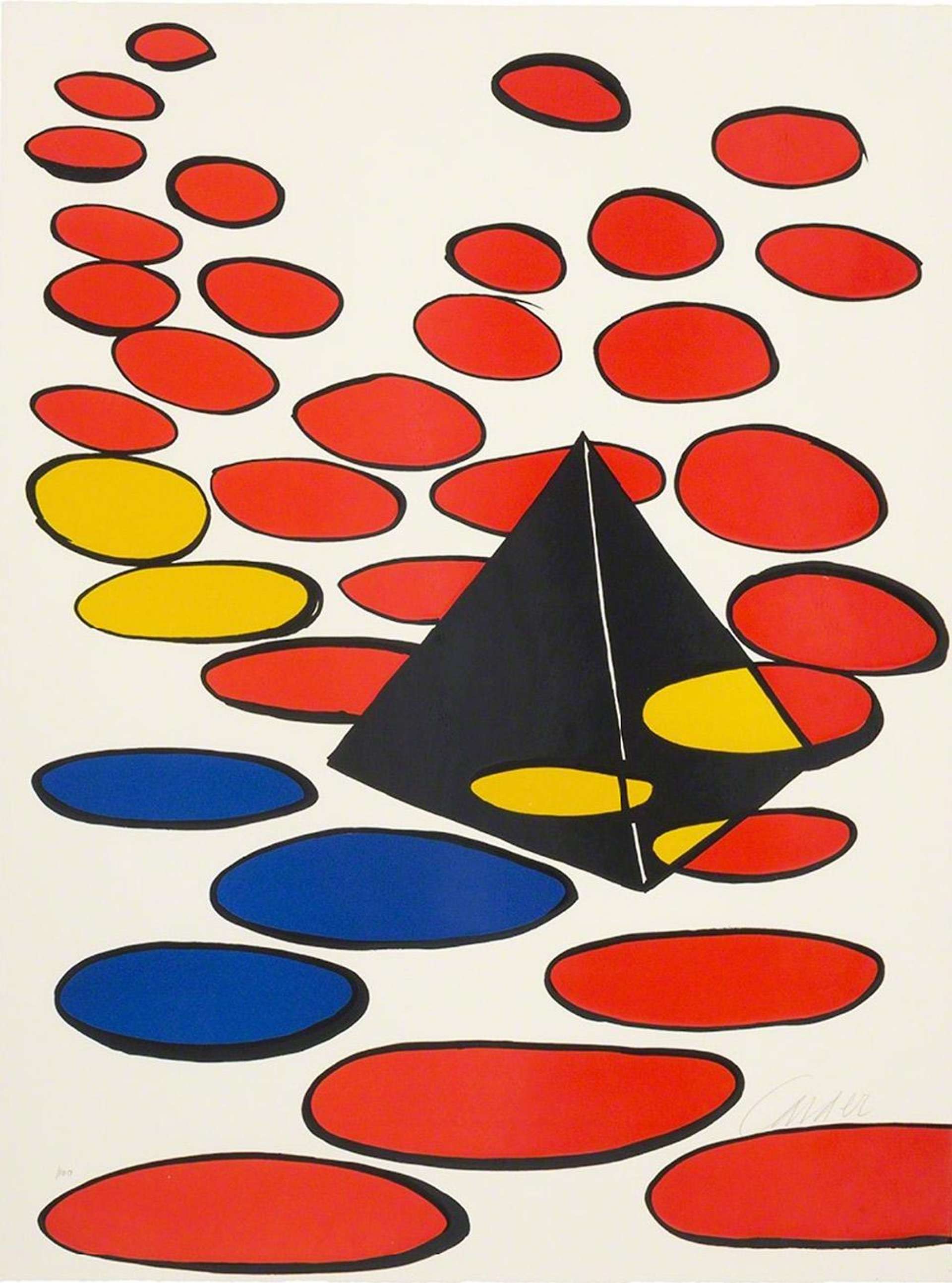Black Pyramid With Circles - Signed Print by Alexander Calder 1975 - MyArtBroker