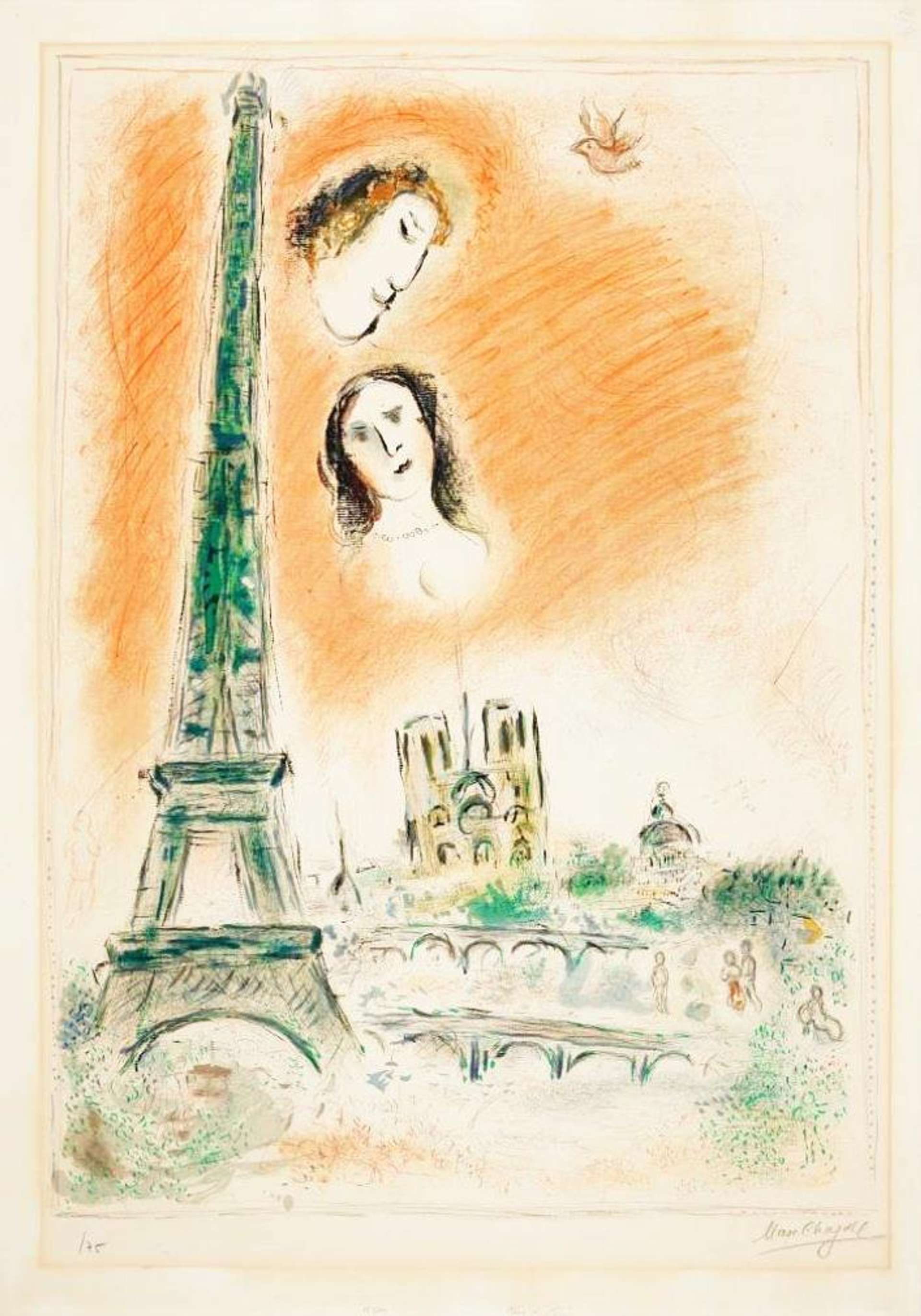 Marc Chagall: Le Rêve De Paris - Signed Print