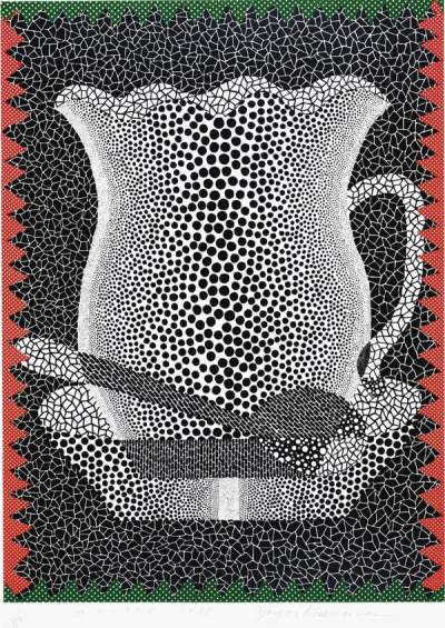 Coffee Cup (black and white) - Signed Print by Yayoi Kusama 1988 - MyArtBroker