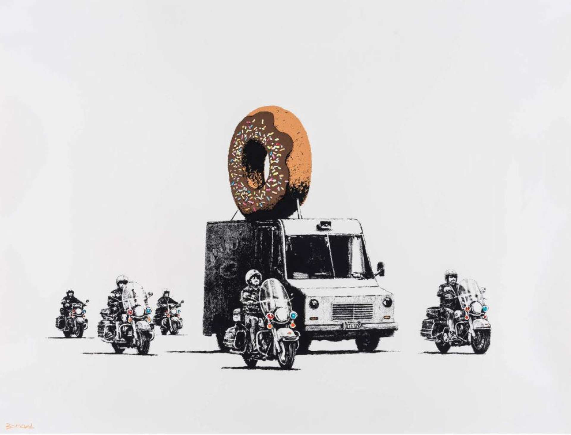 Donuts  Chocolate (special edition) - Signed Print by Banksy 2009 - MyArtBroker