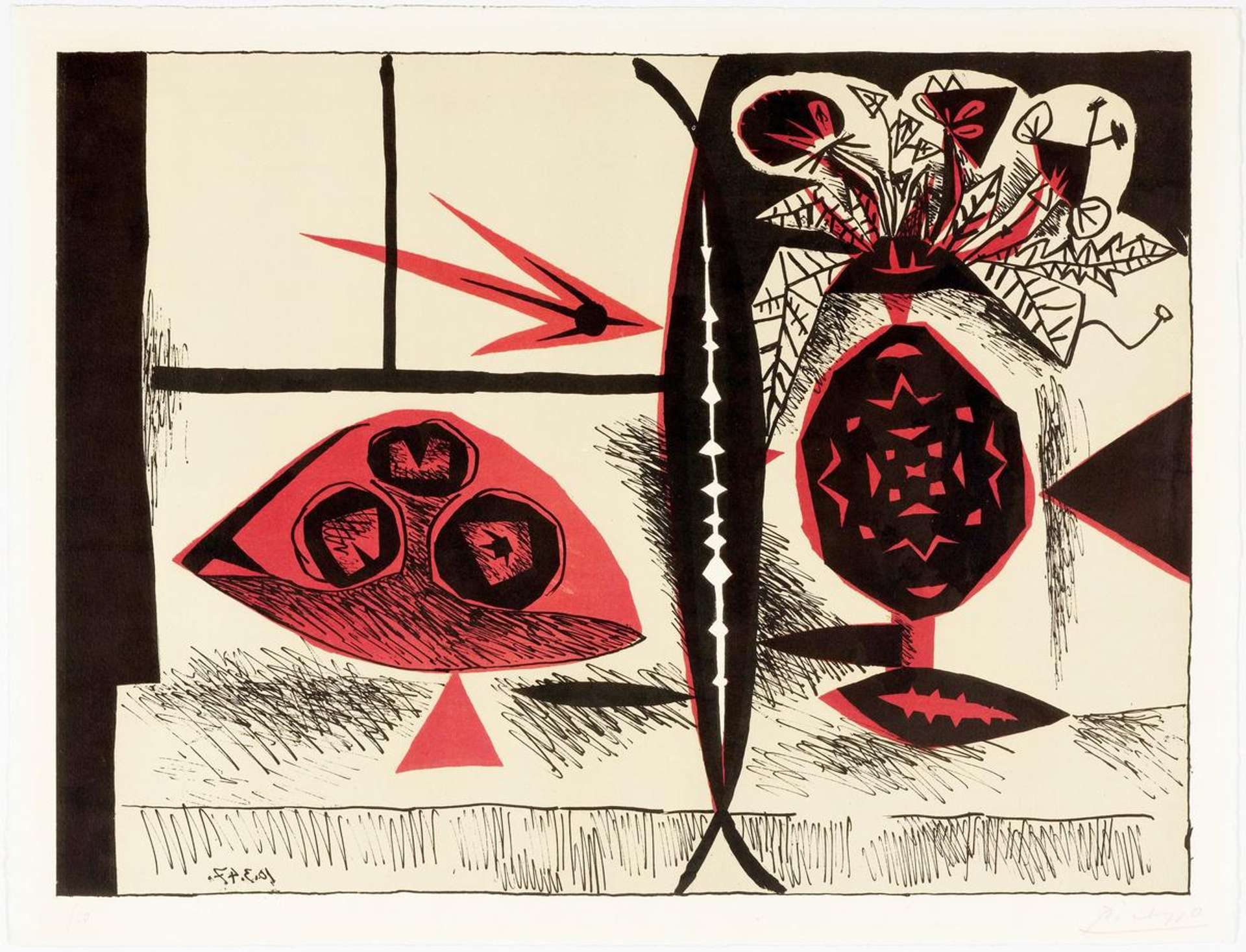 Composition Au Vase De Fleurs - Signed Print by Pablo Picasso 1947 - MyArtBroker
