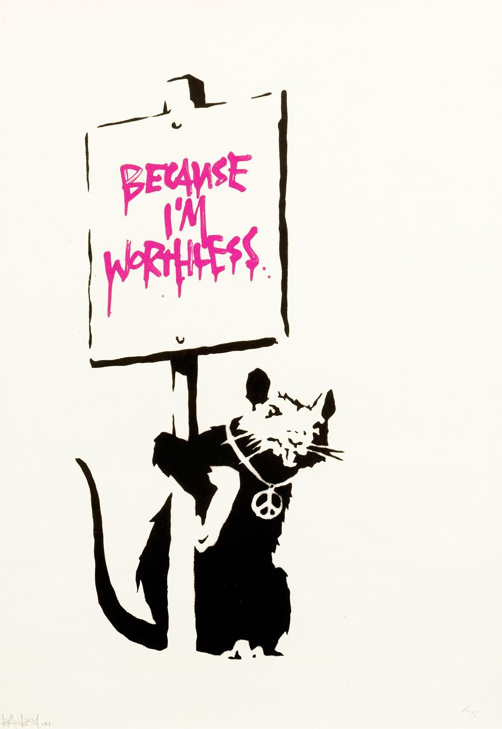 バンクシー 【Because I'm Worthless】エスタンプリトグラフ Amazon.co.jp: バンクシー Because I'm Worthlessエスタンプ