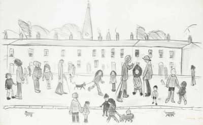 Street Full Of People - Signed Print by L. S. Lowry 1966 - MyArtBroker