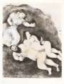 Marc Chagall: Lot Et Ses Filles (La Bible) - Signed Print