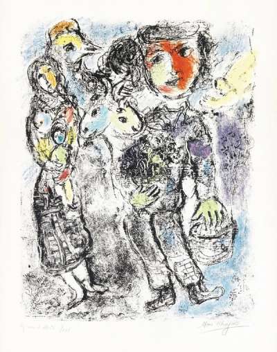 Couple De Paysans - Signed Print by Marc Chagall 1967 - MyArtBroker
