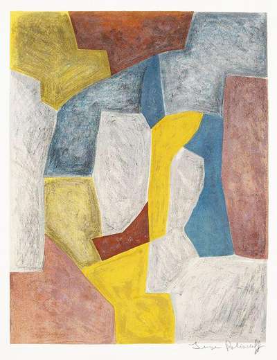 Composition Carmin, Jaune, Grise Et Bleue - Signed Print by Serge Poliakoff 1959 - MyArtBroker