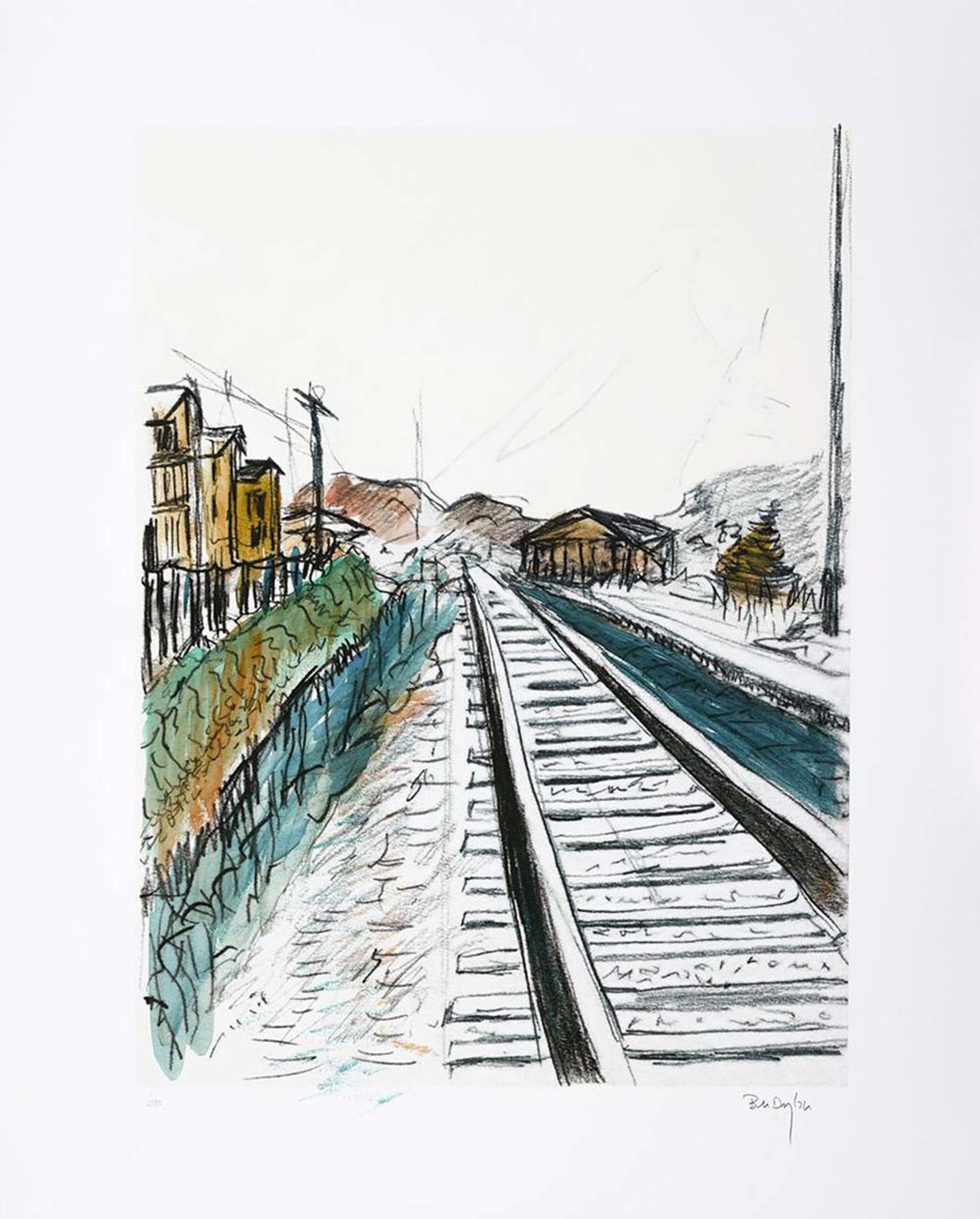Train Tracks White (2008) - Signed Print by Bob Dylan 2008 - MyArtBroker