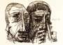 Francis Newton Souza: Untitled (Two Heads) - Signed Print