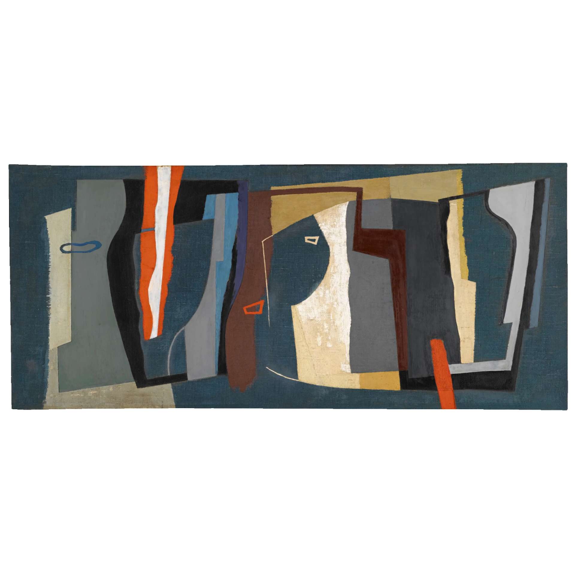  Large diptych canvas with an abstract arrangement of vertical lines in various hues.