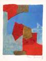 Serge Poliakoff: Composition Bleue Et Rouge - Signed Print