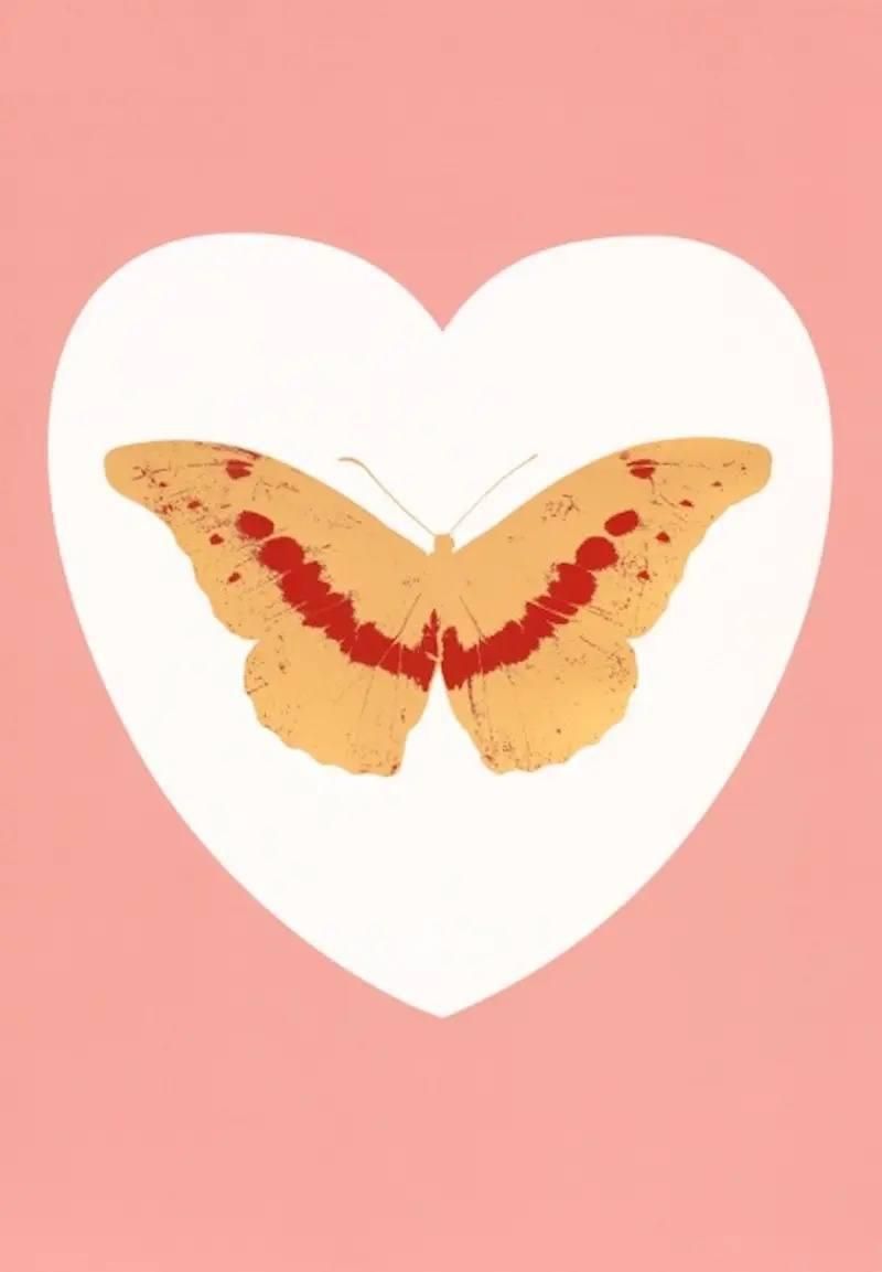 コレクション Damien Hirst post card Damien Hirst I Love You (white, pink, cool gold, poppy red