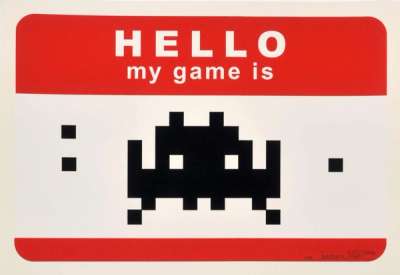 Hello My Game Is (red) - Signed Print by Invader 2009 - MyArtBroker