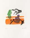 Violet Torso On Orange Stripes - Signed Print