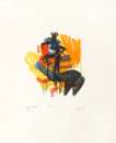 Black Seated Figure On Orange Ground - Signed Print