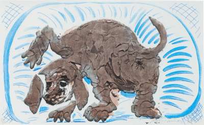 Stanley In A Basket - Signed Print by David Hockney 1986 - MyArtBroker