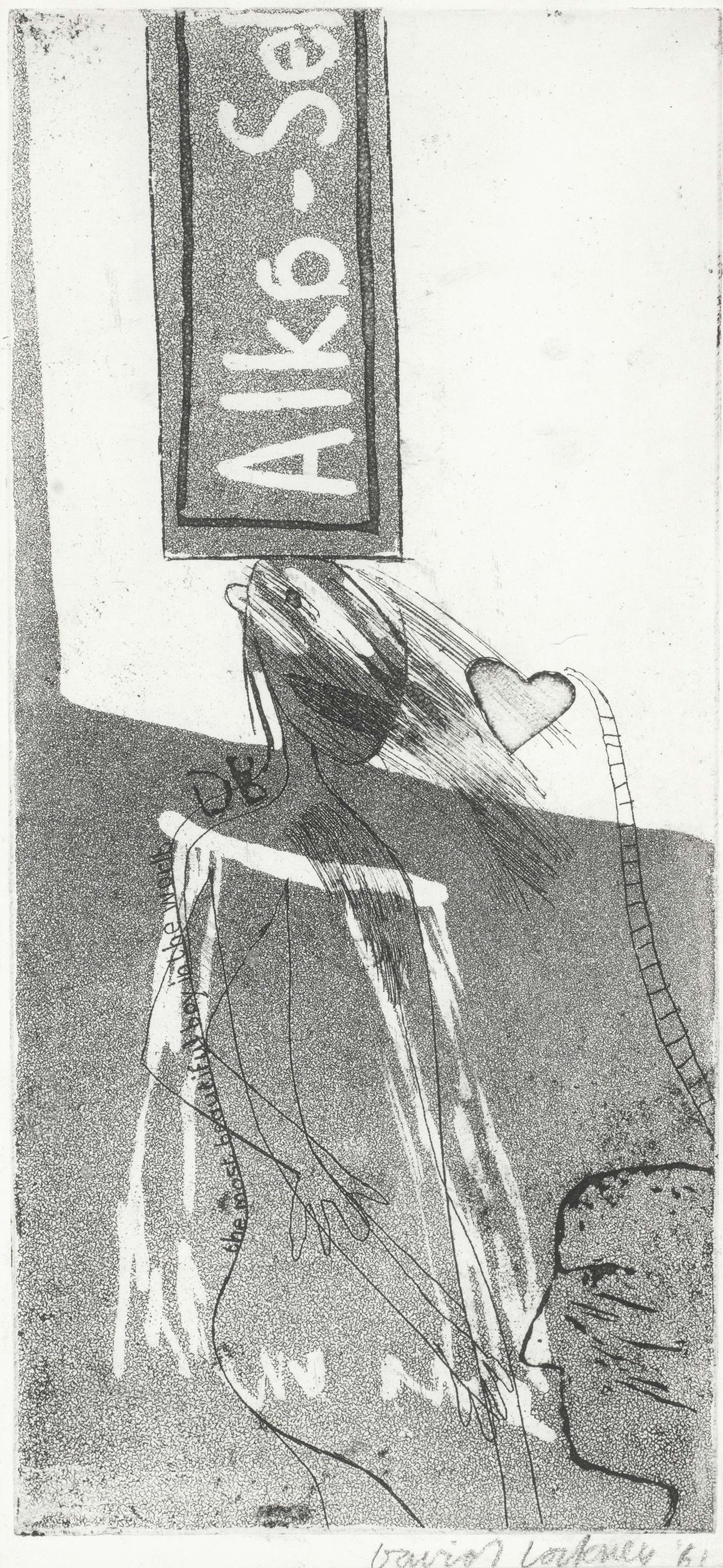 Monochrome depiction of an abstract figure passing across the frame in motion 