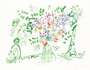 Marc Chagall: Le Bouquet Vert Et Violet - Signed Print