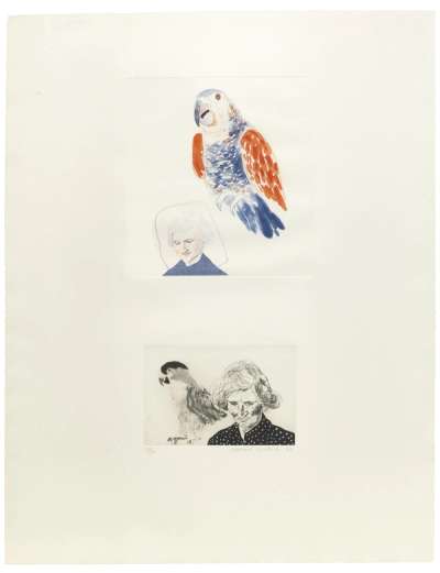 My Mother And A Parrot - Signed Print by David Hockney 1974 - MyArtBroker