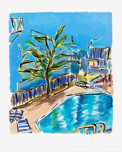 Motel Pool (2018) - Signed Print by Bob Dylan 2018 - MyArtBroker