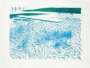 David Hockney: Lithograph Of Water Made Of Lines And A Green Wash - Signed Print