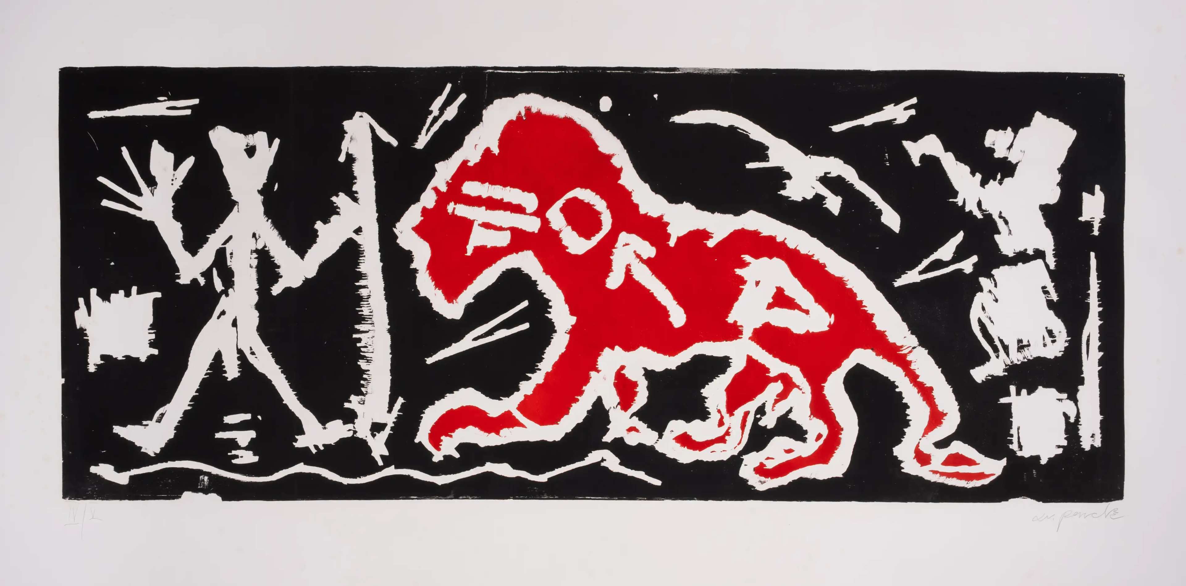 Ich In England (red) - Signed Print by A. R. Penck 1985 - MyArtBroker